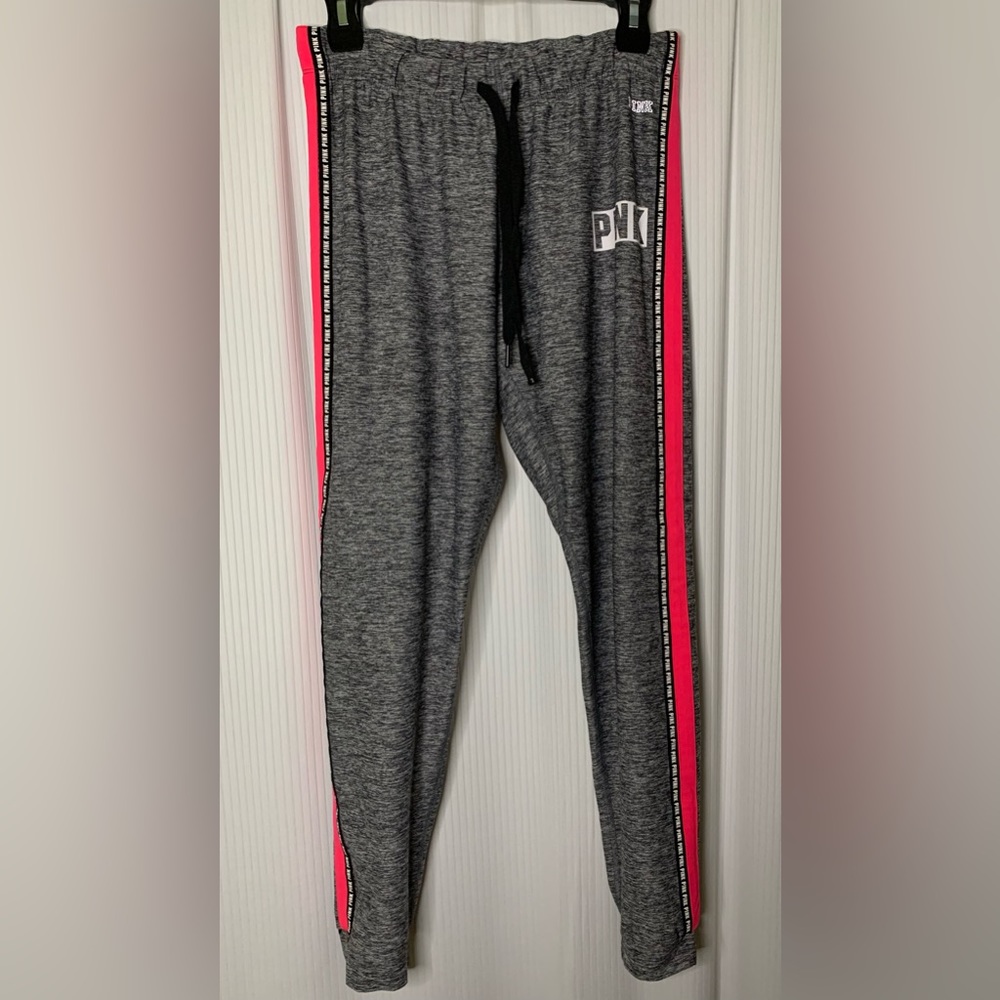 PINK by Victoria Secret Joggers Sweatpants Heather Grey with Pink Medium